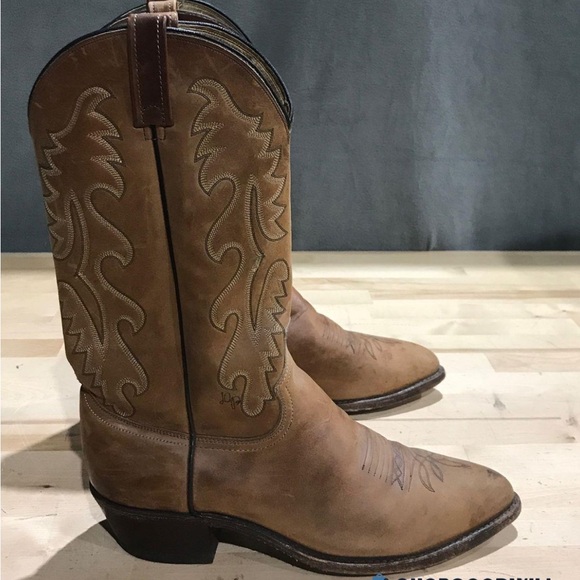 Dan Post Vintage Brown Leather Western Cowboy Boots - Picture 1 of 5